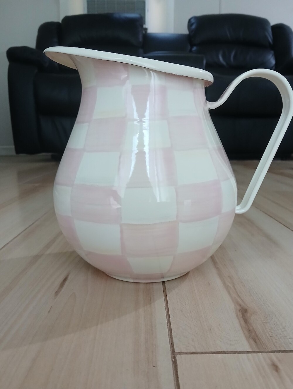 MacKenzie-Childs Large Rosy Check Pitcher Brand New